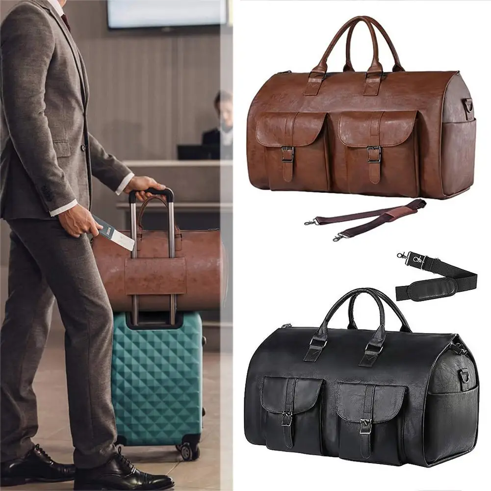 Garment Bag For Travel, Convertible Carry On Garment Duffel Bag For Men Waterproof PU Large Weekender Bag 2 In 1 Suit Dress C3Q6 
Garment Bag For Travel, Convertible Carry On Garment Duffel Bag For Men Waterproof PU Large Weekender Bag 2 In 1 Suit Dress C3Q6