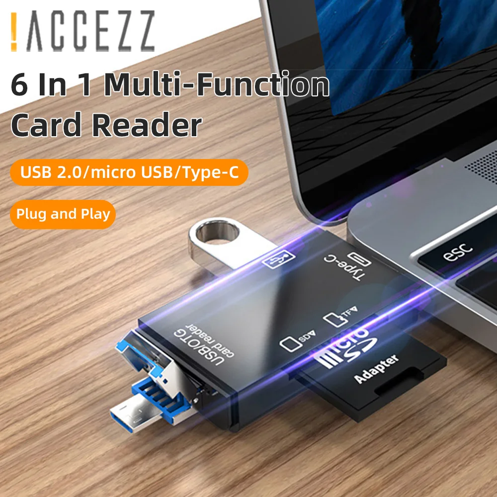 ! ACCEZZ SD кардридер OTG адаптер 6 в 1 Тип C Mirco USB 2,0 TF SD ридер смарт-карты памяти для типа C Android ПК устройства
! ACCEZZ SD кардридер OTG адаптер 6 в 1 Тип C Mirco USB 2,0 TF SD ридер смарт-карты памяти для типа C Android ПК устройства