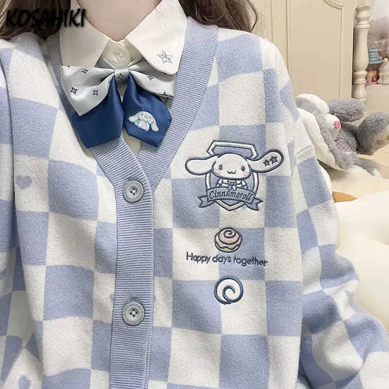 KOSAHIKI Kawaii Cartoon Embroidery Cardigan Women Jk Uniform Checkerboard Sweater Coat Autumn Loose Y2k Knitted Kardigany 2022
KOSAHIKI Kawaii Cartoon Embroidery Cardigan Women Jk Uniform Checkerboard Sweater Coat Autumn Loose Y2k Knitted Kardigany 2022
