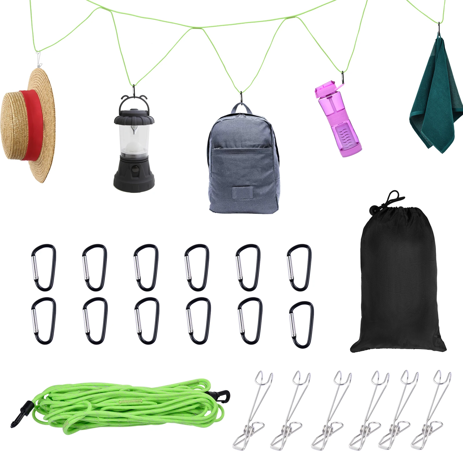 Portable Outdoor Camping Lanyard Hanger Campsite Storage Strap Adjustable With 12Pcs Buckle 6Pcs Clothes Pins For Outdoor Tent
Portable Outdoor Camping Lanyard Hanger Campsite Storage Strap Adjustable With 12Pcs Buckle 6Pcs Clothes Pins For Outdoor Tent