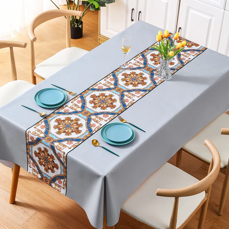 

PVC tablecloth waterproof and oil disposable tablecloth national wind table cloth_AN2769