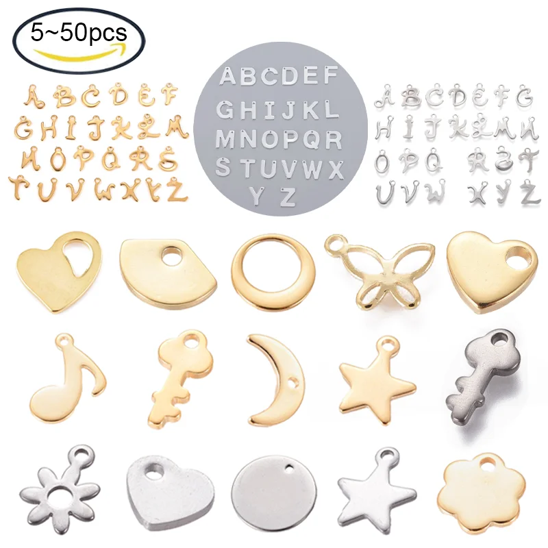 5~20Pcs 304 Stainless Steel Charms for DIY Jewelry Making (Butterfly Heart Flower Key Moon Musical Note Ring Flat Round Star)
5~20Pcs 304 Stainless Steel Charms for DIY Jewelry Making (Butterfly Heart Flower Key Moon Musical Note Ring Flat Round Star)