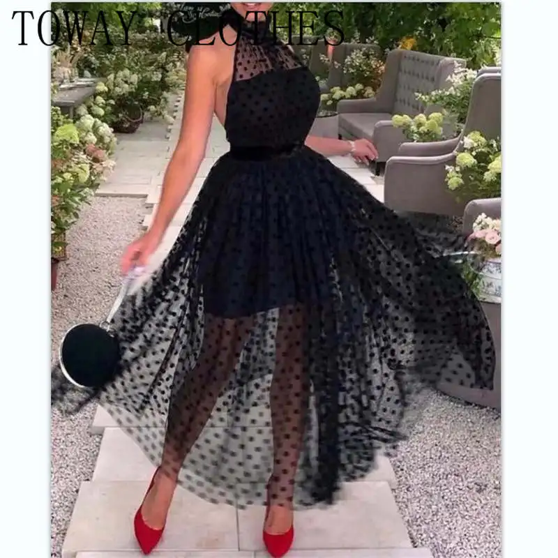 Dress For Women 2022 Halter Backless Dot Mesh Prom Dress Vestidos Elegantes Para Mujer
Dress For Women 2022 Halter Backless Dot Mesh Prom Dress Vestidos Elegantes Para Mujer