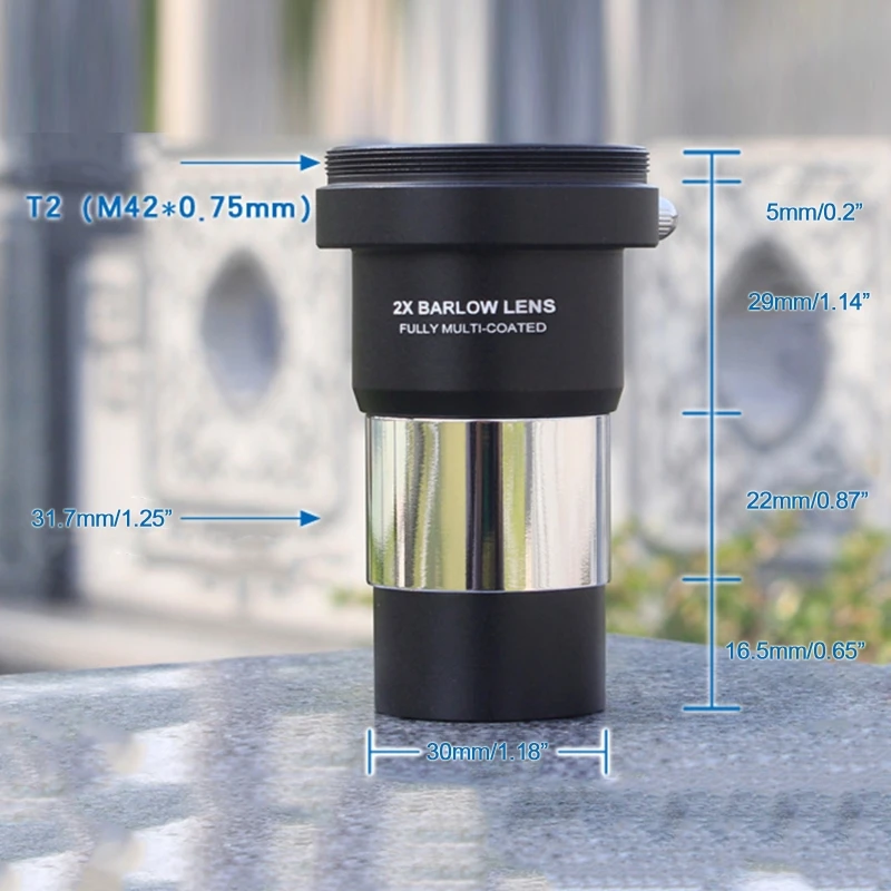R91A 1.25" 2X 3X Metal Barlow Lens with M42 Thread Camera Interface for telescopes
R91A 1.25" 2X 3X Metal Barlow Lens with M42 Thread Camera Interface for telescopes