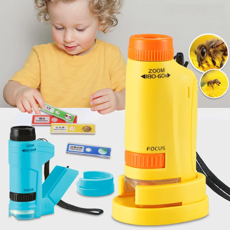 Детский научный эксперимент, Карманный ручной микроскоп, лабораторная фотолампа, 60X-180X биологическая фотография, подарок для детей
Детский научный эксперимент, Карманный ручной микроскоп, лабораторная фотолампа, 60X-180X биологическая фотография, подарок для детей