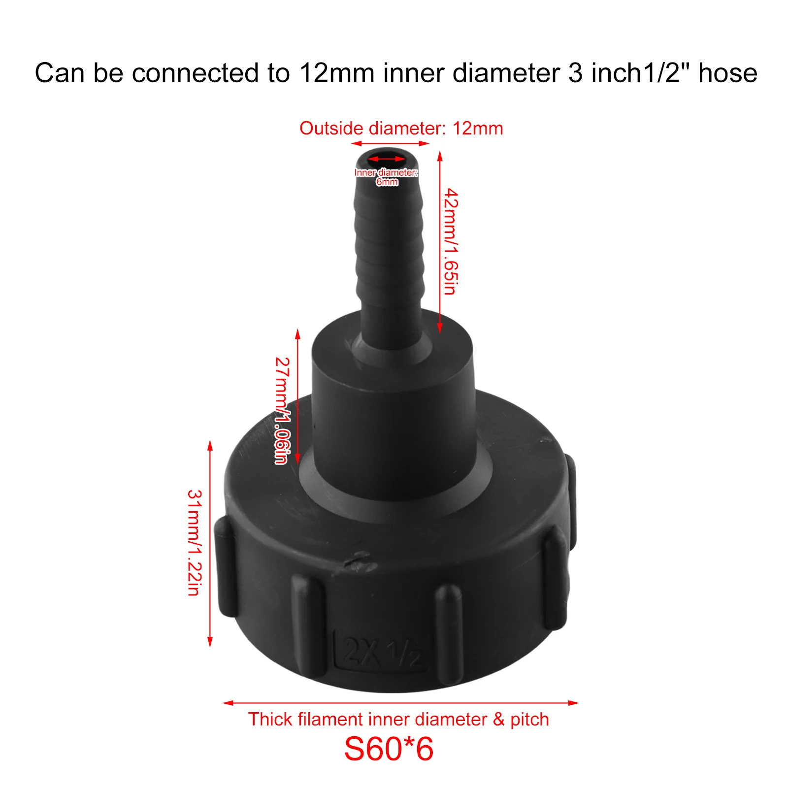 IBC Tank Bucket Connector Durable Faucet Fittings For Water Connector Non-toxic 1/2in 3/4in 1in 2in 1Pcs Black
IBC Tank Bucket Connector Durable Faucet Fittings For Water Connector Non-toxic 1/2in 3/4in 1in 2in 1Pcs Black