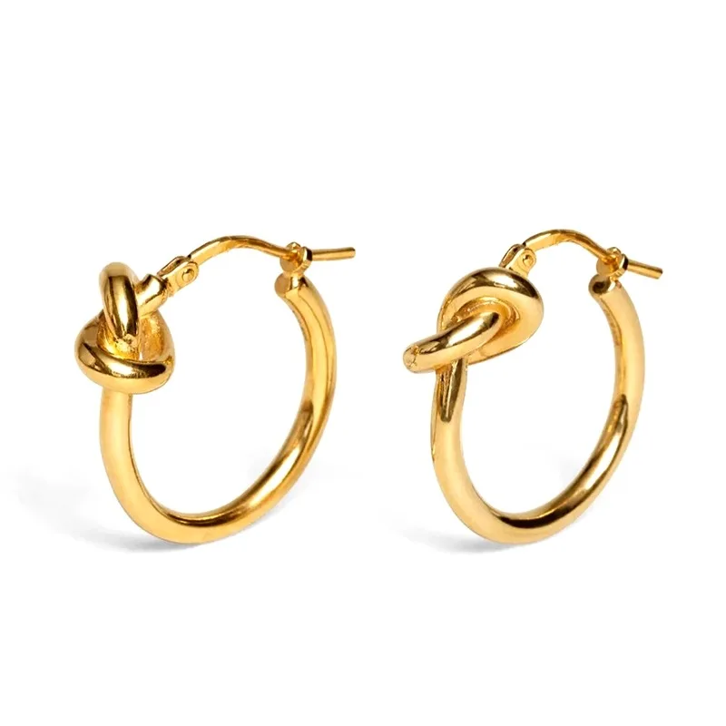 Stainless Steel Earrings 14K Gold Plated Knot-Shape Hoops Earrings For Women Trending Jewelry For Girls
Stainless Steel Earrings 14K Gold Plated Knot-Shape Hoops Earrings For Women Trending Jewelry For Girls