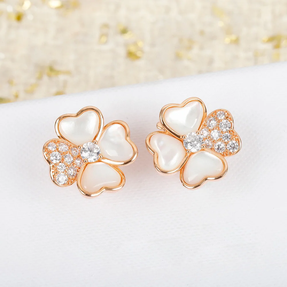 Luxury Brand Quality Glossy Natural Mother Of Pearl Shell Clover Flower Stud Earrings Zircon Women 925 Sterling Silver Jewelry
Luxury Brand Quality Glossy Natural Mother Of Pearl Shell Clover Flower Stud Earrings Zircon Women 925 Sterling Silver Jewelry