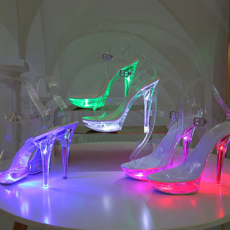 Glowing Shoes Woman Luminous Clear Sandals Summer 2022 Women Platform Slippers High Heels 13CM Transparent Stripper Clogs 43
Glowing Shoes Woman Luminous Clear Sandals Summer 2022 Women Platform Slippers High Heels 13CM Transparent Stripper Clogs 43