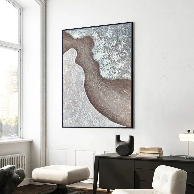 

Hand-painted Oil Painting Modern Abstract River Decorative Painting Living Room Porch Vertical Hanging Painting Canvas Frameless