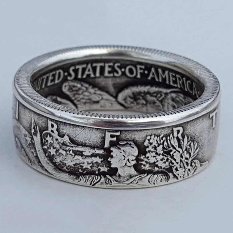 Punk Retro Style Rings for Men Personality Metal Finger Rings Make Old Silver Color Imitation of 1945 Half Dollar Design Ring
Punk Retro Style Rings for Men Personality Metal Finger Rings Make Old Silver Color Imitation of 1945 Half Dollar Design Ring