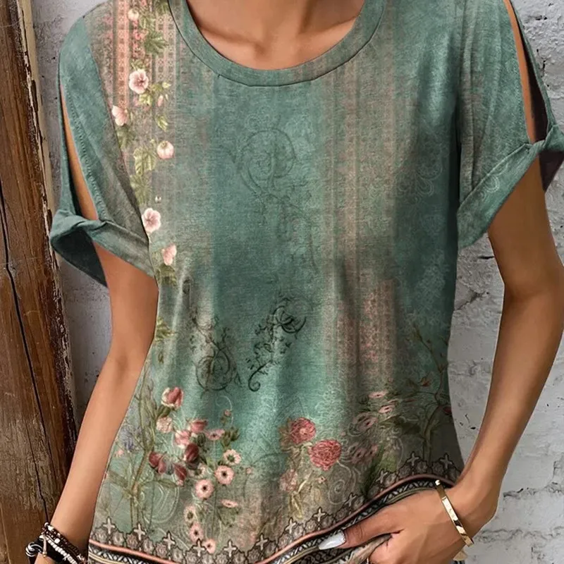 Casual Loose And Comfortable Ethnic Style Short Sleeved O-neck Printed T-shirt For 2023 Summer Womens Tops Roupas Femininas
Casual Loose And Comfortable Ethnic Style Short Sleeved O-neck Printed T-shirt For 2023 Summer Womens Tops Roupas Femininas