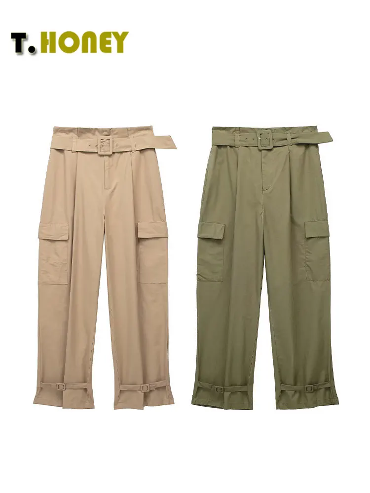 TELLHONEY Women Fashion Front Zipper With Pockets Trousers Female Casual With Belt Chic Low Waist Parachute Pants
TELLHONEY Women Fashion Front Zipper With Pockets Trousers Female Casual With Belt Chic Low Waist Parachute Pants