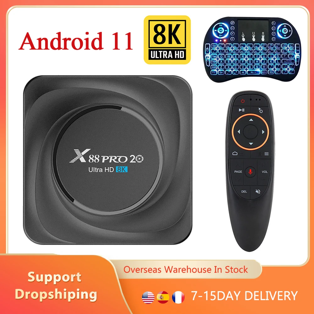 X88 Pro 20 Smart TV Box Android 11.0 8K HD Телеприставка 8GB 128GB Multi Language 2.4G 5G Wi-Fi Приемник медиаплеера
X88 Pro 20 Smart TV Box Android 11.0 8K HD Телеприставка 8GB 128GB Multi Language 2.4G 5G Wi-Fi Приемник медиаплеера