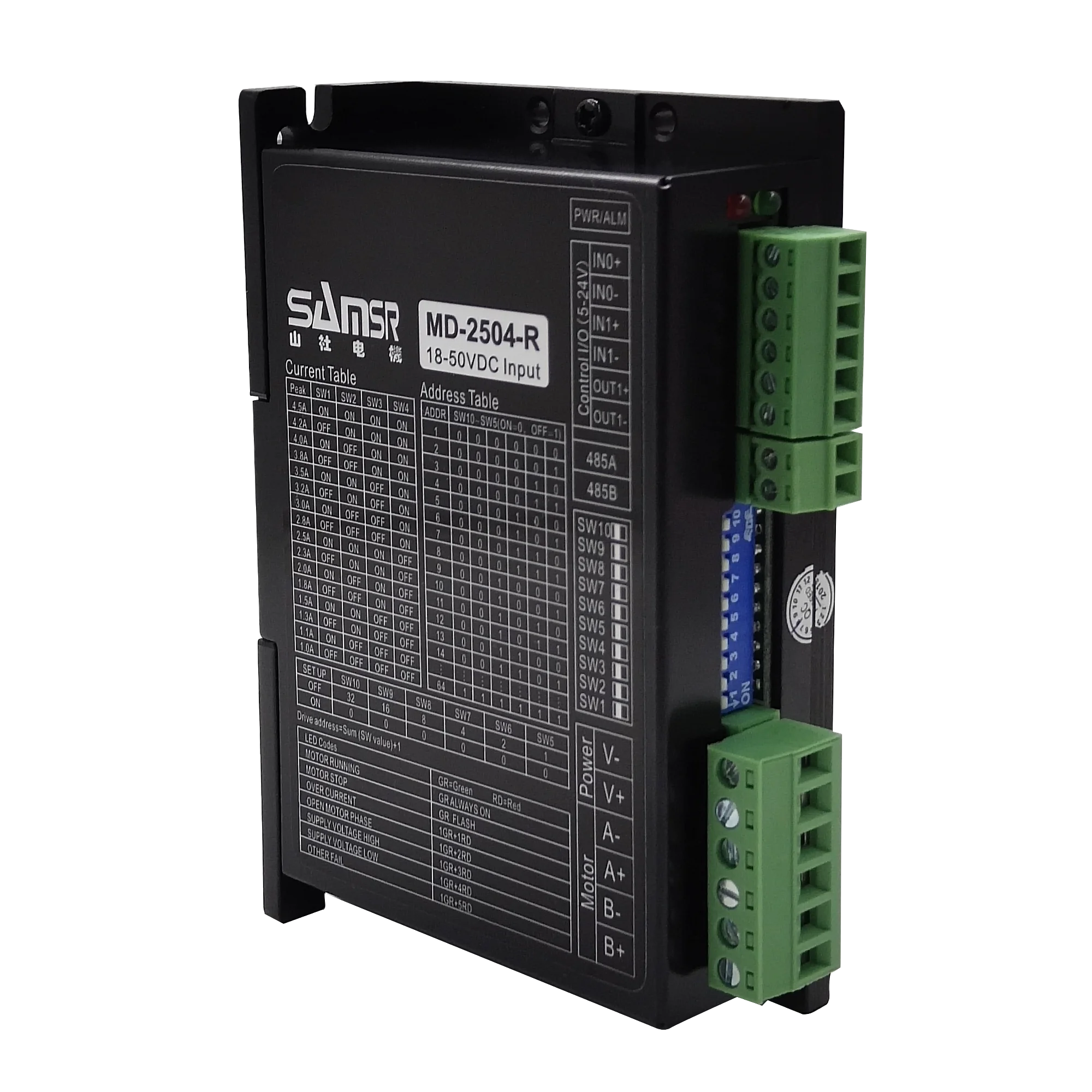 Samsr modbus bus control digital nema 17/23/24 stepper driver RS-485 communication MD-2504-R
Samsr modbus bus control digital nema 17/23/24 stepper driver RS-485 communication MD-2504-R