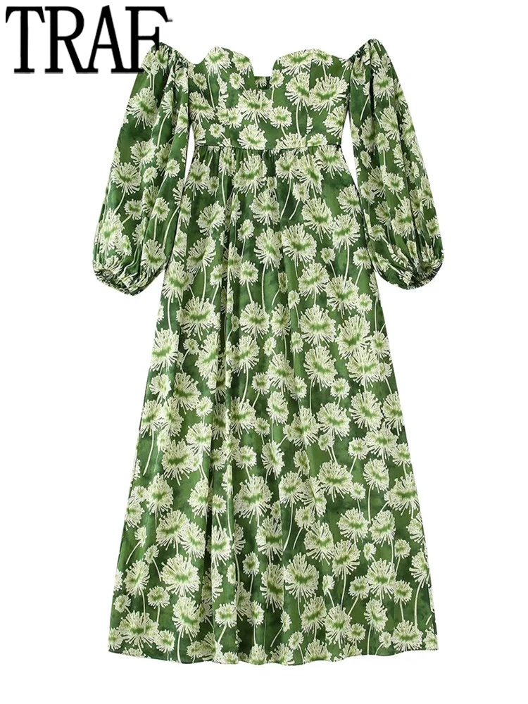 TRAF Green Print Long Dress Woman Sexy Off Shoulder Dress Women Summer Backless Maxi Dresses for Women Puff Sleeve Pleated Dress
TRAF Green Print Long Dress Woman Sexy Off Shoulder Dress Women Summer Backless Maxi Dresses for Women Puff Sleeve Pleated Dress
