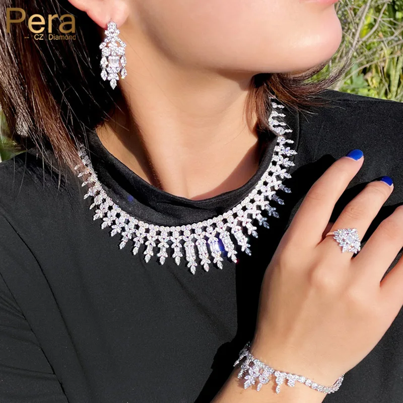 Pera Decorative Chandelier Design Cubic Zirconia Silver Color Women Necklace Earrings 4Pcs Sets Wedding Jewelry Accessories J496
Pera Decorative Chandelier Design Cubic Zirconia Silver Color Women Necklace Earrings 4Pcs Sets Wedding Jewelry Accessories J496