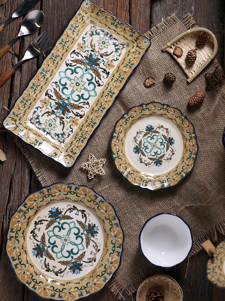 Bowl Plate set Household ceramic bowl plate Chinese retro noodle bowl Plate Housewarming New Year's Eve dinner gift cutlery
Bowl Plate set Household ceramic bowl plate Chinese retro noodle bowl Plate Housewarming New Year's Eve dinner gift cutlery