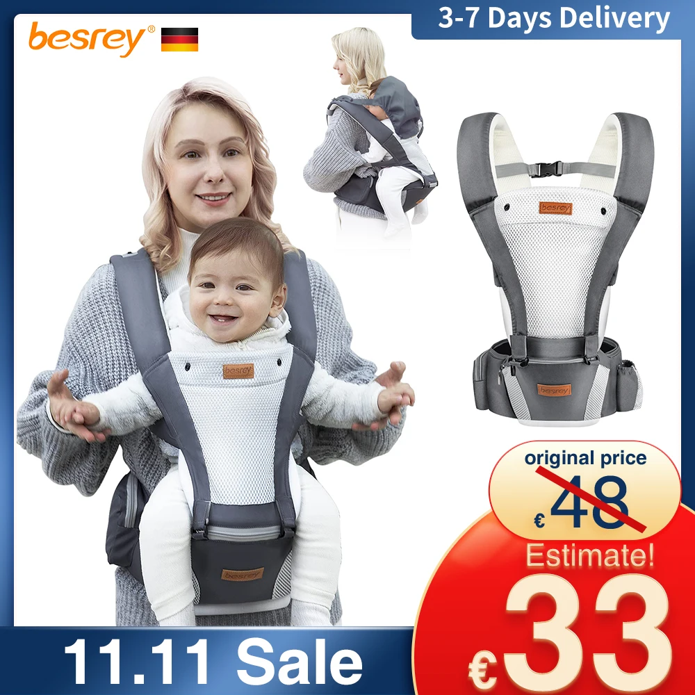 Besrey Baby Carrier Baby Sling Hip Seat for Walk Face in Outward Newborn Toddler Chest Carrier Women Plus Size Up to 33lb/15kg
Besrey Baby Carrier Baby Sling Hip Seat for Walk Face in Outward Newborn Toddler Chest Carrier Women Plus Size Up to 33lb/15kg