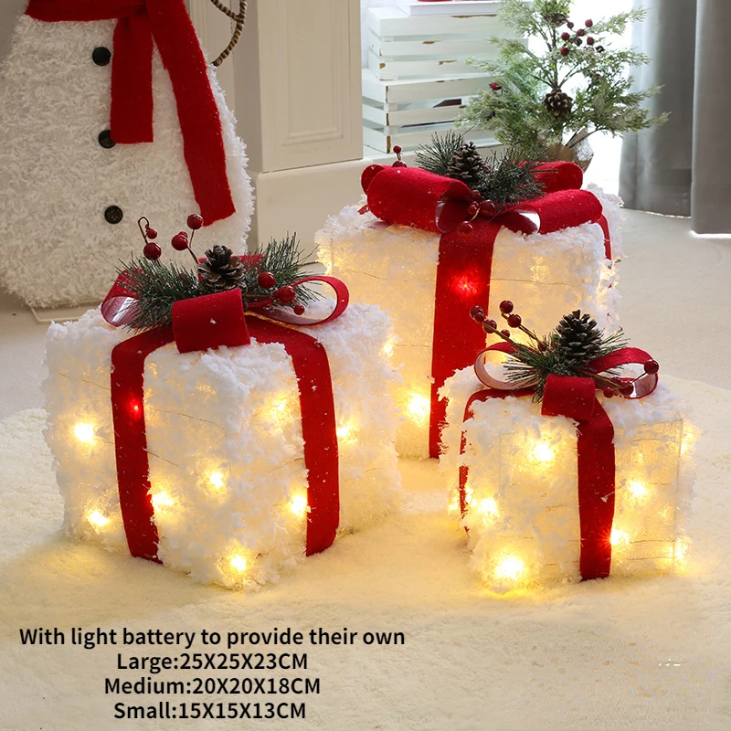 3pcs/set Christmas Decoration Gift Box With LED Lights Christmas Tree Ornament Luminous Iron New Year Home Party Supplie
3pcs/set Christmas Decoration Gift Box With LED Lights Christmas Tree Ornament Luminous Iron New Year Home Party Supplie