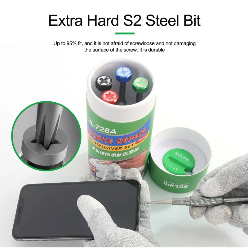 RELIFE RL-728A Screwdriver Kit Y Convex Cross T1 for IPhone Ipad HUAWEI OPPO VIVO Strong Magnetic Adsorption Removal Tools
RELIFE RL-728A Screwdriver Kit Y Convex Cross T1 for IPhone Ipad HUAWEI OPPO VIVO Strong Magnetic Adsorption Removal Tools