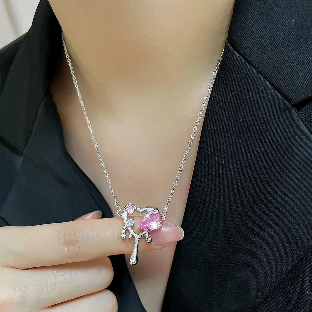 Dainty Heart Necklace Chain Water Droplets Pendant Necklaces for Women Delicate Pink Crystal Wedding Engagement Jewelry Gifts
Dainty Heart Necklace Chain Water Droplets Pendant Necklaces for Women Delicate Pink Crystal Wedding Engagement Jewelry Gifts