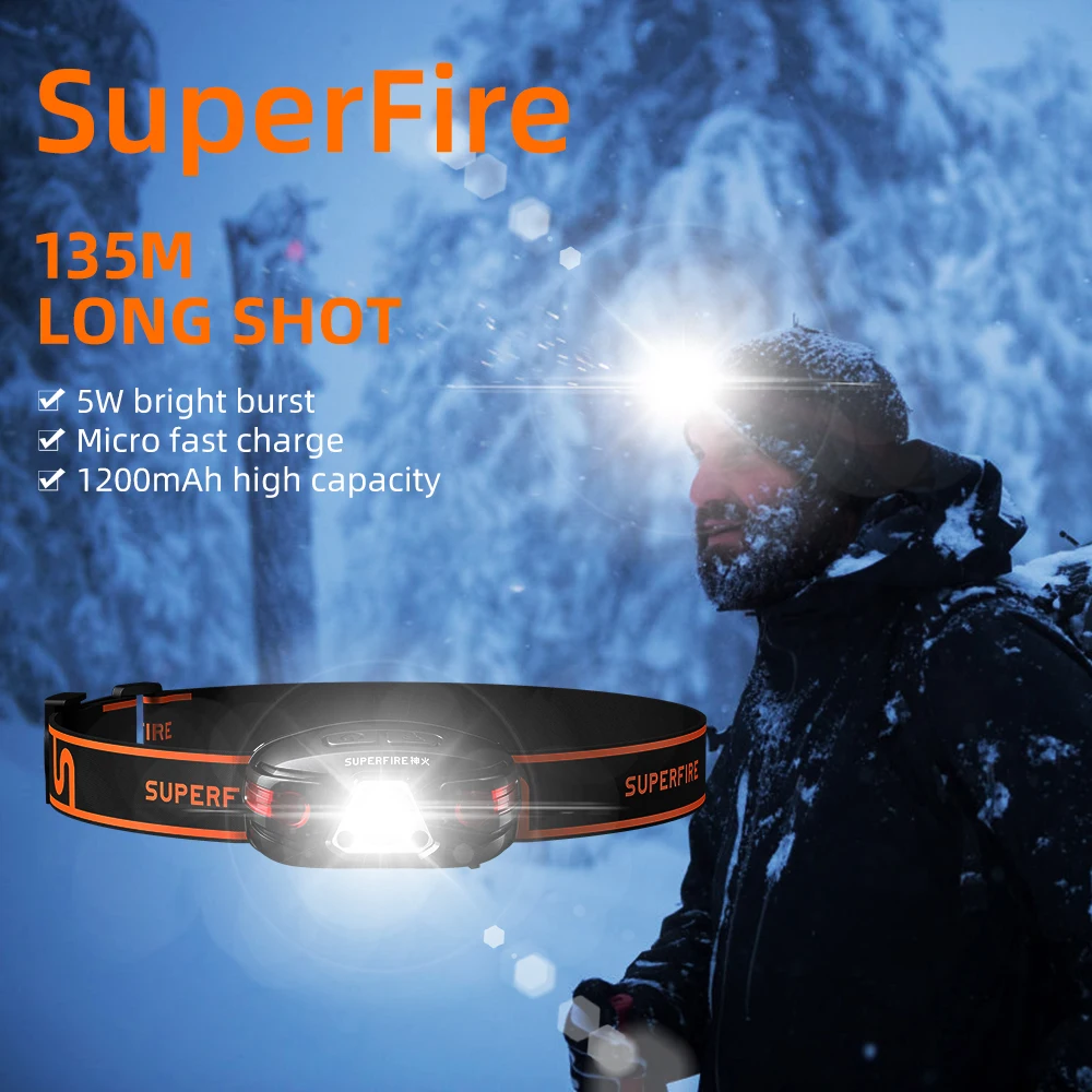 SuperFire HL63 Headlight Strong Light Sensing Night Fishing LED Super Bright Long Shot Type-c Rechargeable Outdoor Fishing Light
SuperFire HL63 Headlight Strong Light Sensing Night Fishing LED Super Bright Long Shot Type-c Rechargeable Outdoor Fishing Light