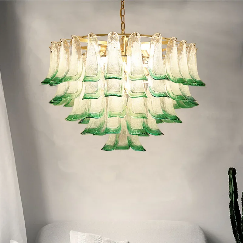 

Living Room Decoration Luxury Green Glass Lustre E14 Led Pendant Lights Plate Metal Round Luminaria Chain Hanging Lamp Fixtures