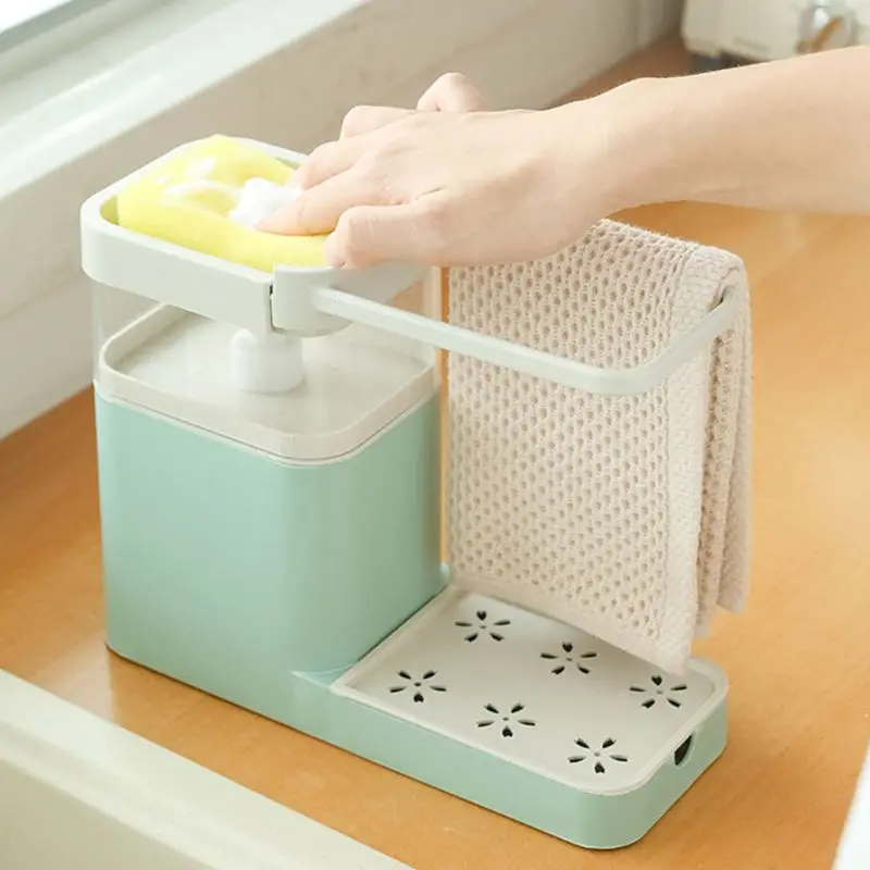 3 in 1 Soap Pump Dispenser Cleaning Liquid Container Sponge Holder Dishcloth Towel Rag Hanger Drain Organizer for Kitchen Bathro
3 in 1 Soap Pump Dispenser Cleaning Liquid Container Sponge Holder Dishcloth Towel Rag Hanger Drain Organizer for Kitchen Bathro
