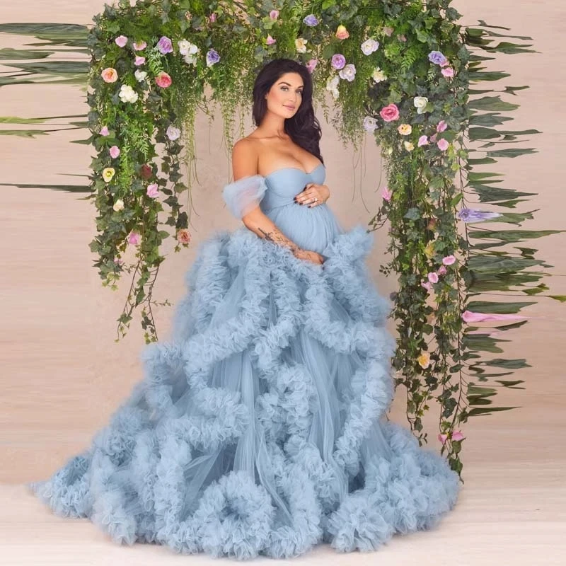 Sky Blue Sweetheart Pregnant Women Photo Shoot Robes Tulle Ruffles Maternity Robe Women Dress Baby Shower Gowns Photography
Sky Blue Sweetheart Pregnant Women Photo Shoot Robes Tulle Ruffles Maternity Robe Women Dress Baby Shower Gowns Photography