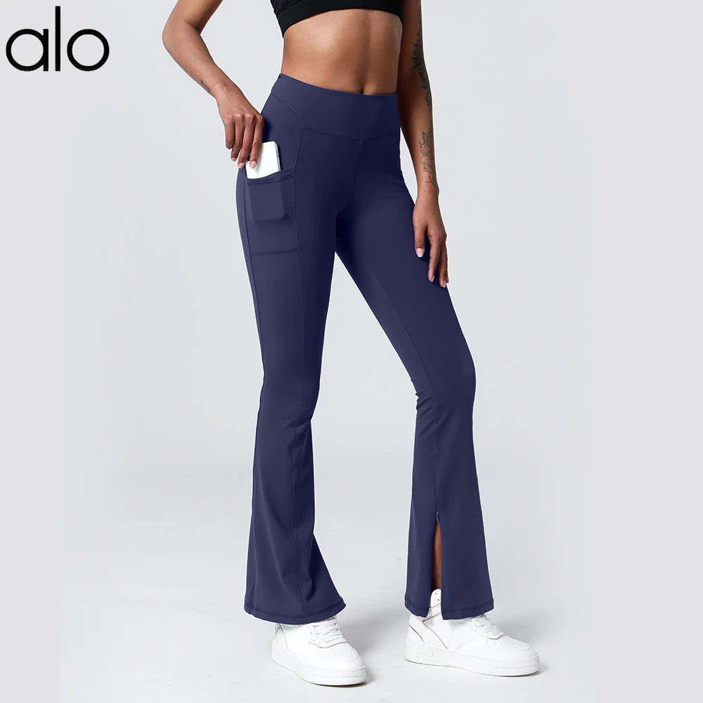 

Alo Yoga Women 's High Waisted Sports Leggings Wide Flare Leg Tall Pants With Pockets Fitness Push Up Gym Tights Workout Clothes