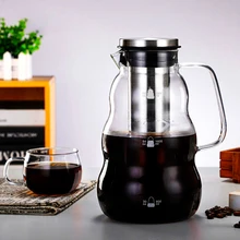 Cold Brew Iced Tea Water Glass Pitcher Coffee Maker Pot With Removable Stainless Steel Filter Drip Dual Use Espresso Carafe Tool