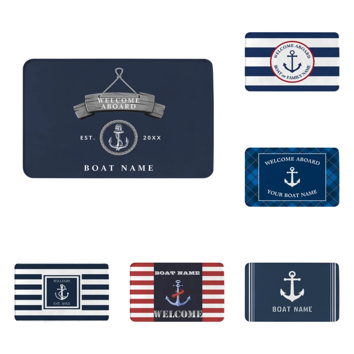 

Blue and White Striped Anchor Nautical Door Mats Kitchen Mats Fun Entry Door Mats Soft Bathroom Mats Welcome Mats