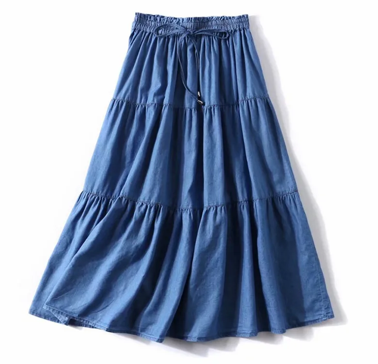 2023 Bohemian High Waist Summer Denim ruffled skirt Plus size brand comfortable cotton Skirts Autunm Pleated jeans Skirt
2023 Bohemian High Waist Summer Denim ruffled skirt Plus size brand comfortable cotton Skirts Autunm Pleated jeans Skirt