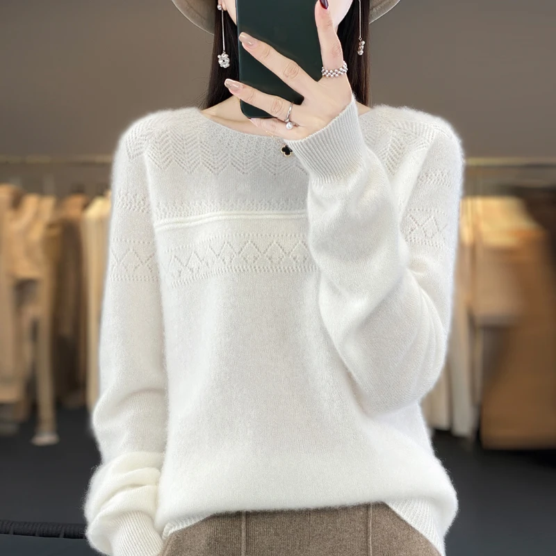Женский слитный свитер с круглым вырезом, свободный ажурный Модный пуловер с длинным рукавом, осень 2023
Женский слитный свитер с круглым вырезом, свободный ажурный Модный пуловер с длинным рукавом, осень 2023