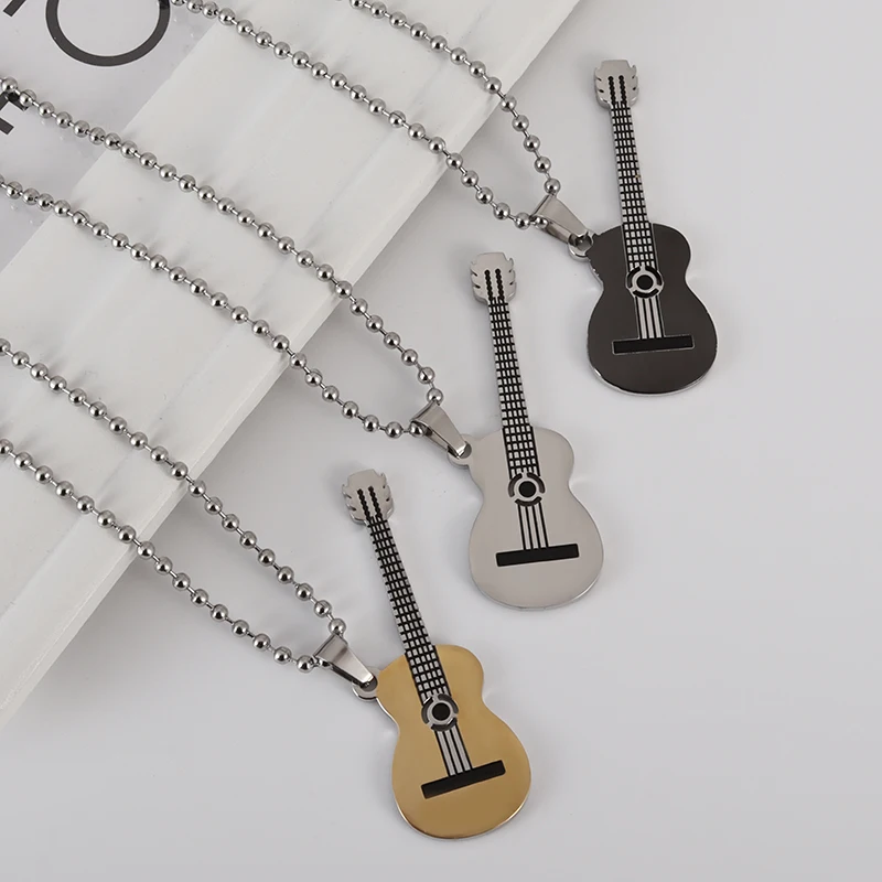 Men Women Personality Fashion Design Stainless Steel Guitar Pendant Necklace Punk Rock Party Jewelry
Men Women Personality Fashion Design Stainless Steel Guitar Pendant Necklace Punk Rock Party Jewelry