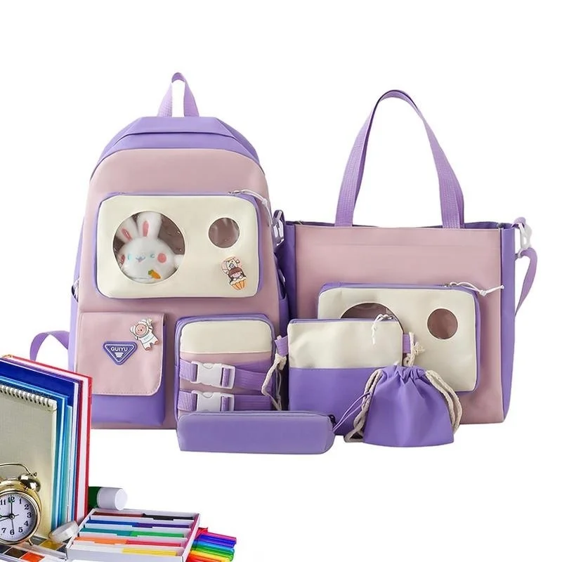 Cute Bags Set 5 Piece With Pin And Bunny Pendant Cute Backpacks For School Aesthetic School Backpack Large Capacity Waterproof
Cute Bags Set 5 Piece With Pin And Bunny Pendant Cute Backpacks For School Aesthetic School Backpack Large Capacity Waterproof