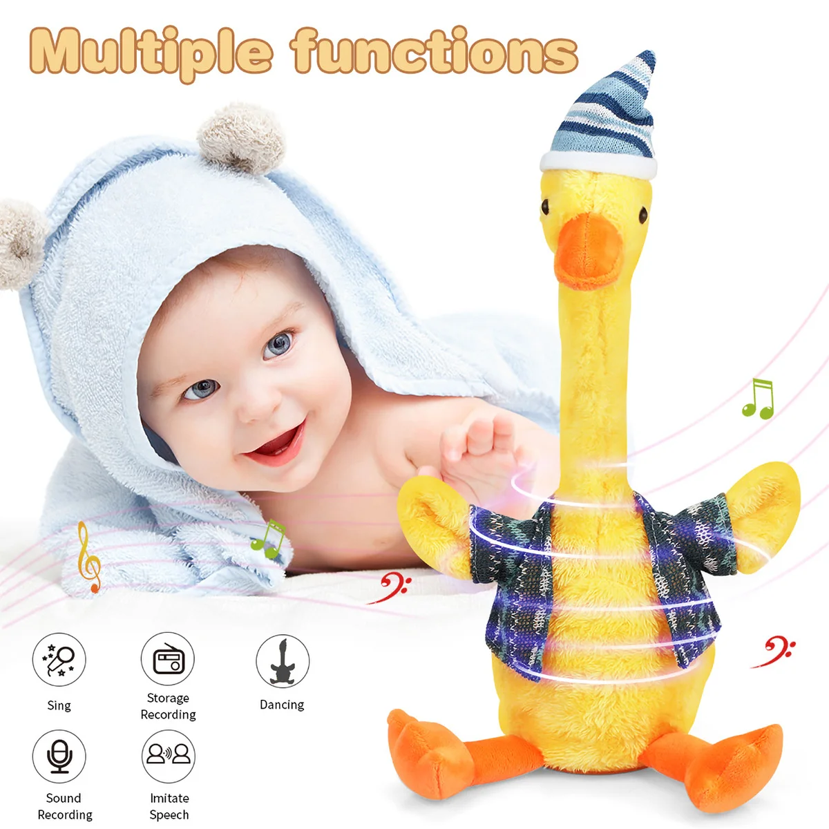 Dancing Plush Toy Singing/Dancing/Record/Replay/Speaking Duck Toy Glow in Dark Duck Toy for Kids Holidays Gift
Dancing Plush Toy Singing/Dancing/Record/Replay/Speaking Duck Toy Glow in Dark Duck Toy for Kids Holidays Gift