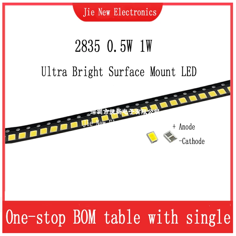 

100pcs High Brightness SMD LED 2835 1W 0.5W 0.2W White 3V 6V 9V 18V 36V 150MA/100MA/30MA/60MA/80MA 6000-6500K 100pcs High Bright