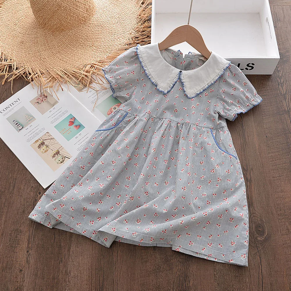 Keelorn Children's Clothing Outfits Baby Girls Floral Dresses New Summer Short Sleeves Striped Casual Vestidos Kids Clothes 3-7Y
Keelorn Children's Clothing Outfits Baby Girls Floral Dresses New Summer Short Sleeves Striped Casual Vestidos Kids Clothes 3-7Y