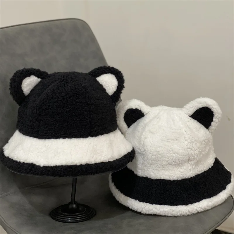 Winter Cute Bear Ears Warm Fur Hat Women Bucket hat Windproof Cap Student Women Add Wool Cap Female Hat Present
Winter Cute Bear Ears Warm Fur Hat Women Bucket hat Windproof Cap Student Women Add Wool Cap Female Hat Present