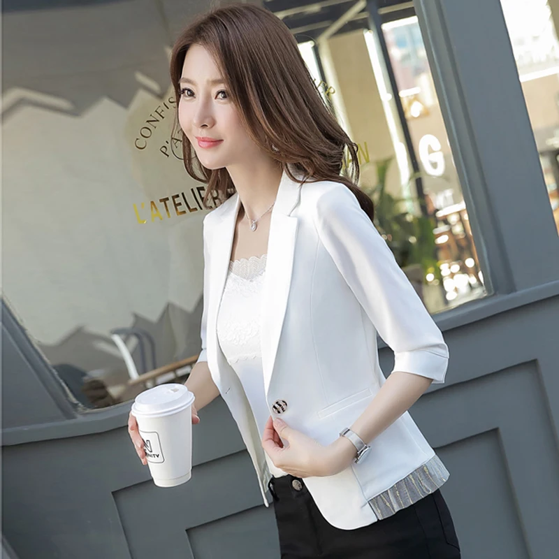 Spring And Summer Korean Suit Jacket And Blazers For Women Formal Slim Patchwork Office Lady White Black
Spring And Summer Korean Suit Jacket And Blazers For Women Formal Slim Patchwork Office Lady White Black
