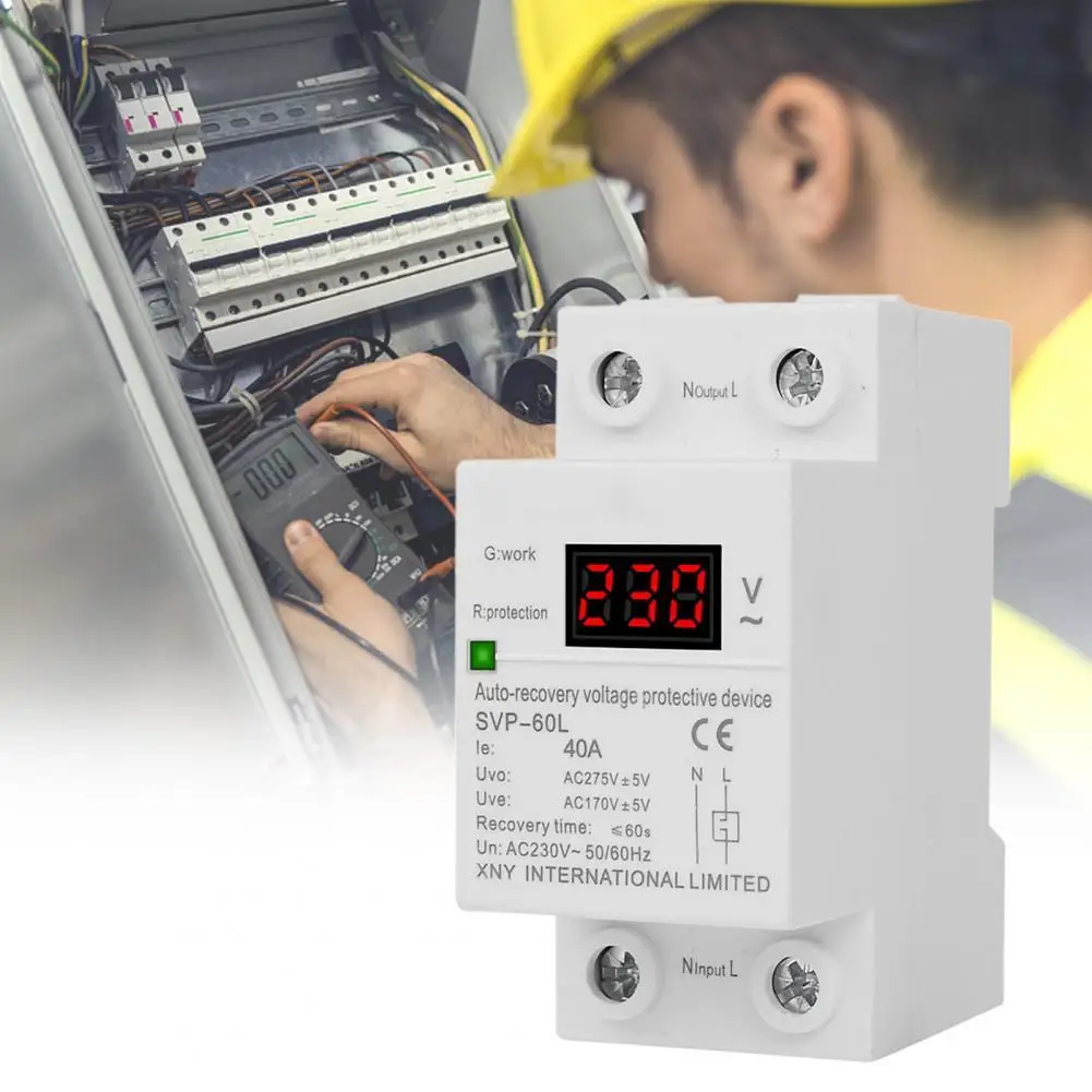 Устройство для защиты от перенапряжения, цифровой дисплей, быстрый отклик, пластмассовый, переменный ток 220 В, 40 А, автоматическое восстанов...
Устройство для защиты от перенапряжения, цифровой дисплей, быстрый отклик, пластмассовый, переменный ток 220 В, 40 А, автоматическое восстанов...