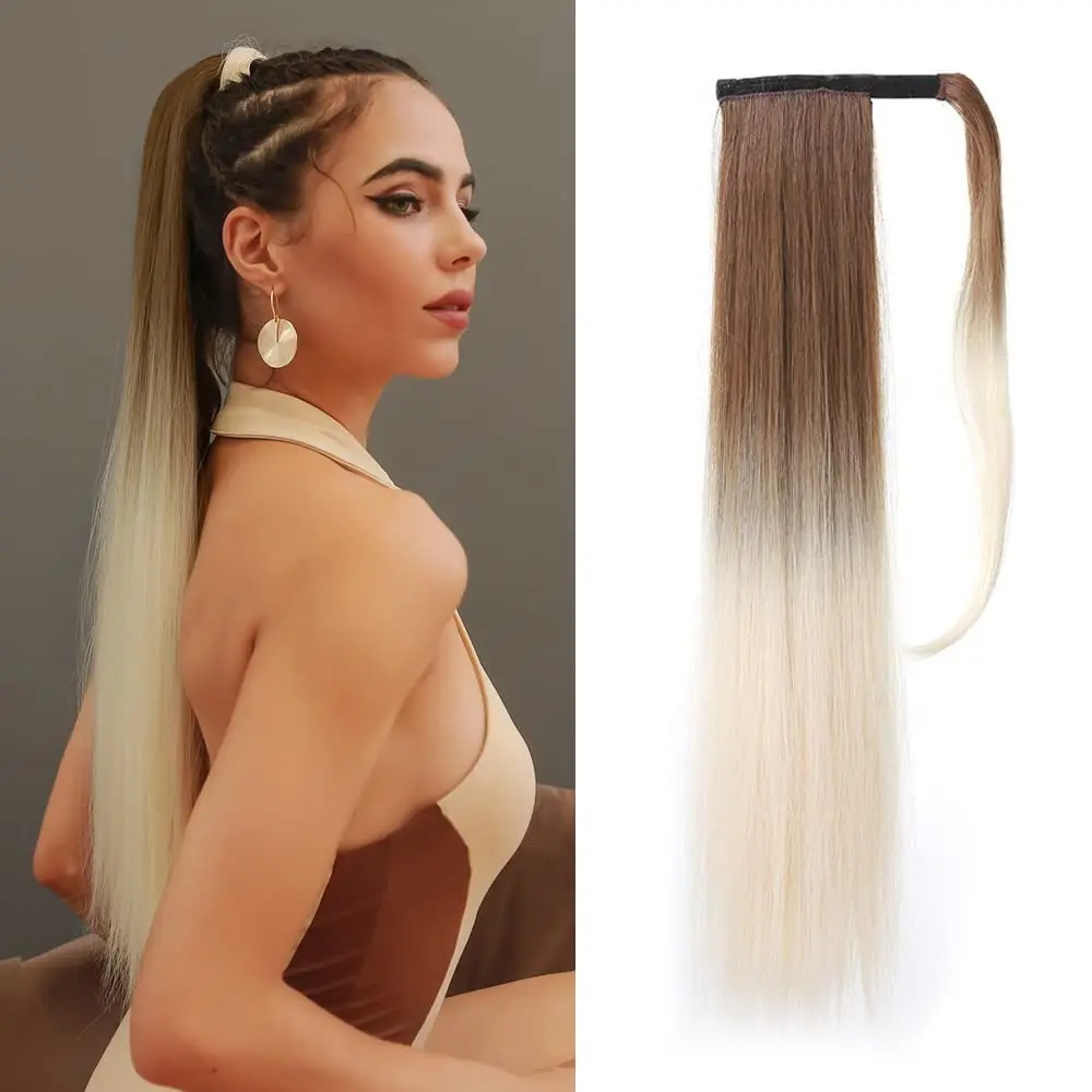 

Synthetic Clip in Ponytail Hair Extension Wig Straight Kinky Curly Long Wrap Around Fake Pony Tail Blonde False Afro Hairpiece
