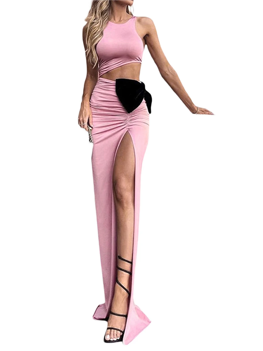 wsevypo Women’s 2 Piece Party Dress Sets Summer Chic Sleeveless Round Neck Crop Tank Tops+Big Bow Wrap Slit Long Skirt Outfits
wsevypo Women’s 2 Piece Party Dress Sets Summer Chic Sleeveless Round Neck Crop Tank Tops+Big Bow Wrap Slit Long Skirt Outfits