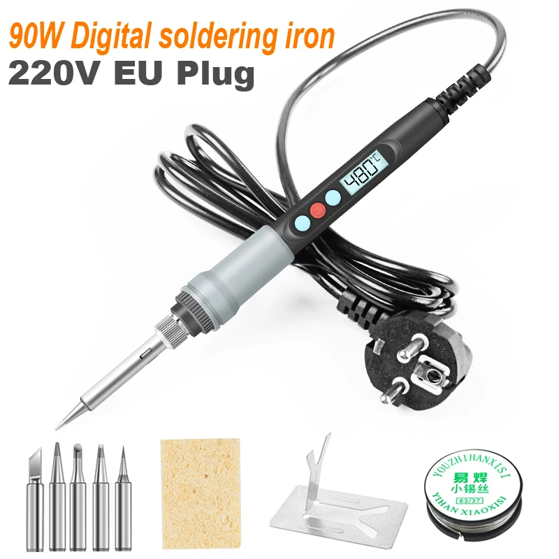 90W Digital Temperature Electric Soldering Iron Adjustment Automatic Sleep 220V EU Plug Heating Electronic Welding Tools
90W Digital Temperature Electric Soldering Iron Adjustment Automatic Sleep 220V EU Plug Heating Electronic Welding Tools
