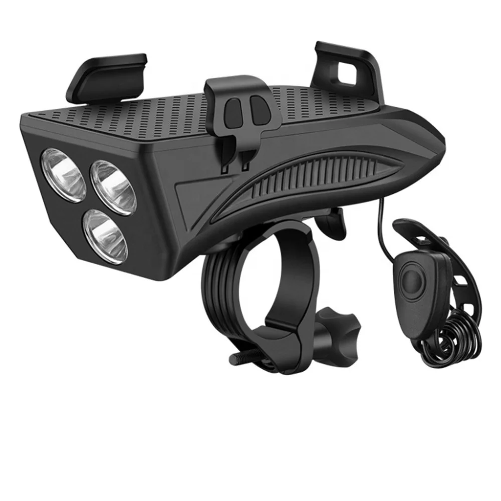 4 in 1 Waterproof Horn Bike Accessories Lamp 3 led 400lm Bicycle Front Light Headlight With 2000mah Power Bank and Phone Bracket
4 in 1 Waterproof Horn Bike Accessories Lamp 3 led 400lm Bicycle Front Light Headlight With 2000mah Power Bank and Phone Bracket