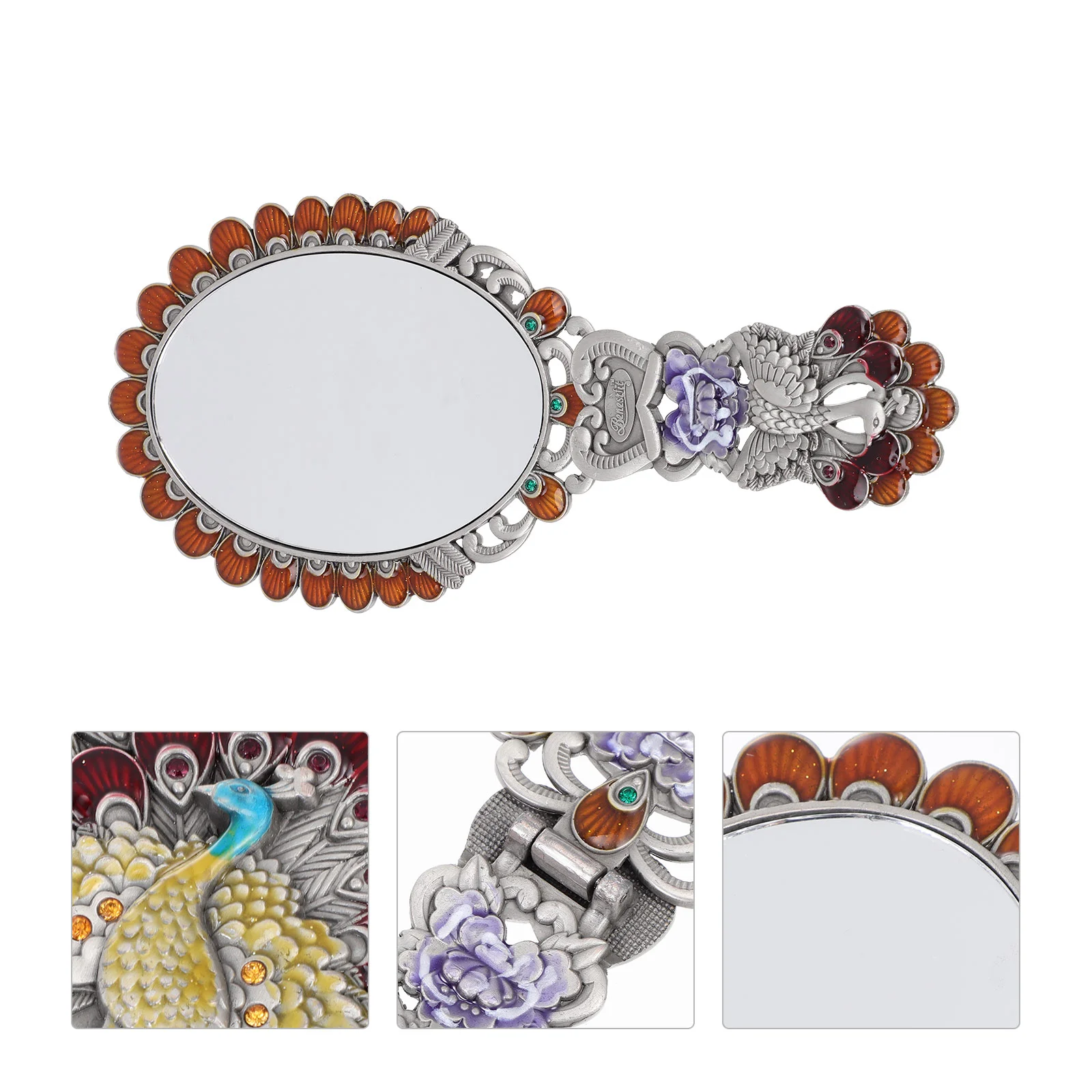Retro Handle Mirror Portable Makeup Mirror Peafowl Mirror Gift
Retro Handle Mirror Portable Makeup Mirror Peafowl Mirror Gift