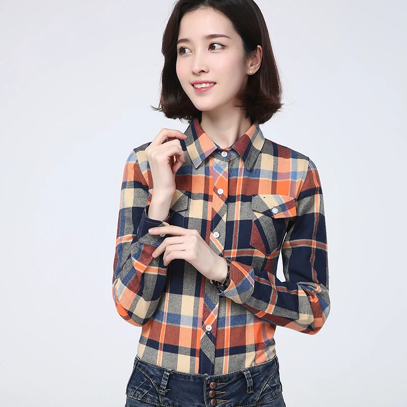 

Fashion Plaid Shirt Women 2022 New Woman Slim College Style Blouaes and Tops Lady Casual Design Blouse Clothes