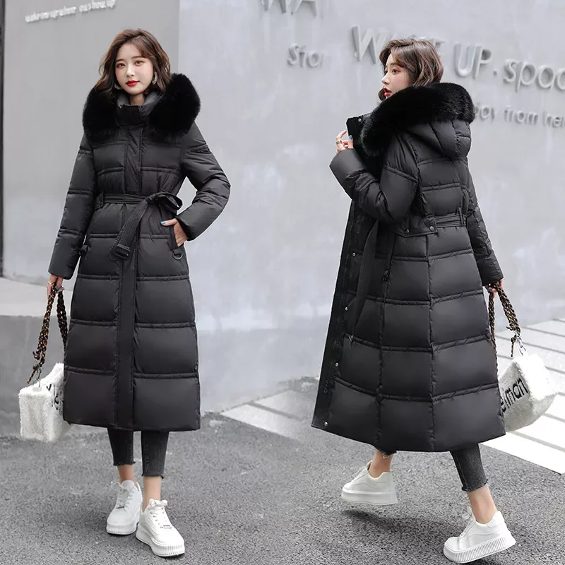 Winter jacket in heavy hair get long temperament of cultivate morality show belt down cotton-padded jacket female coat 
Winter jacket in heavy hair get long temperament of cultivate morality show belt down cotton-padded jacket female coat